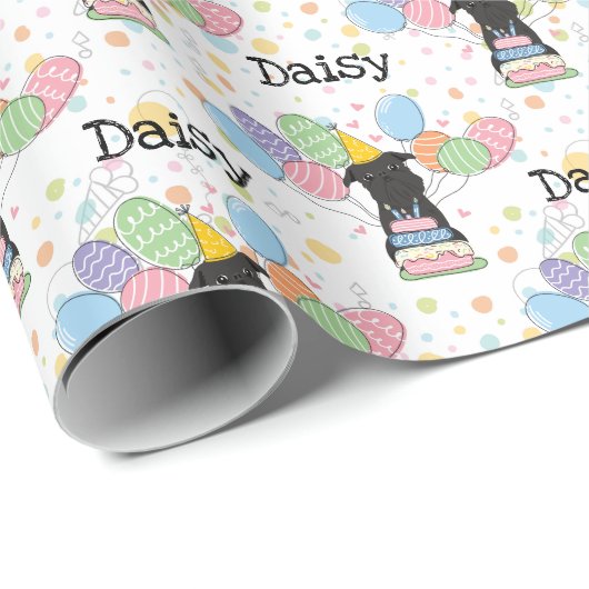 Zwart Brussels Griffon Hond Verjaardagsfeestje Cadeaupapier (Rol Hoek)