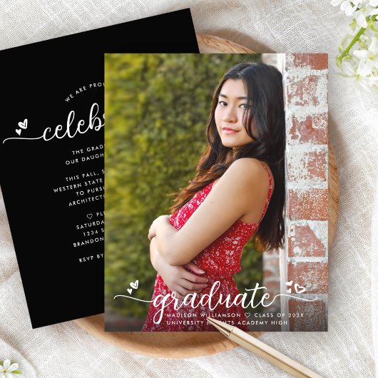 Zwart budget foto diploma uitreiking script uitnod