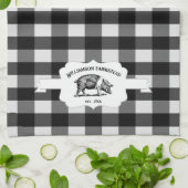Zwart buffalo Boerderij Pig Kitchen Towel Theedoek (Gevouwen)