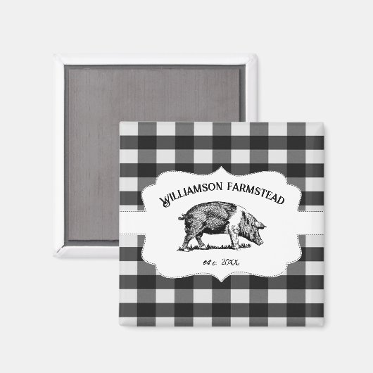 Zwart buffalo Boerderij Pig Magnet (Voorkant / Achterkant)
