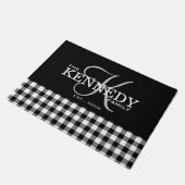 Zwart buffalo Gedeponeerde Familienaam Monogram Deurmat (Schuin)