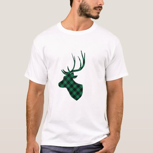 Zwart Buffalo Plaid Herten T-shirt (Voorkant)