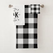Zwart Buffel Check en boerderij Pijl Monogram Bad Handdoek (Insitu)