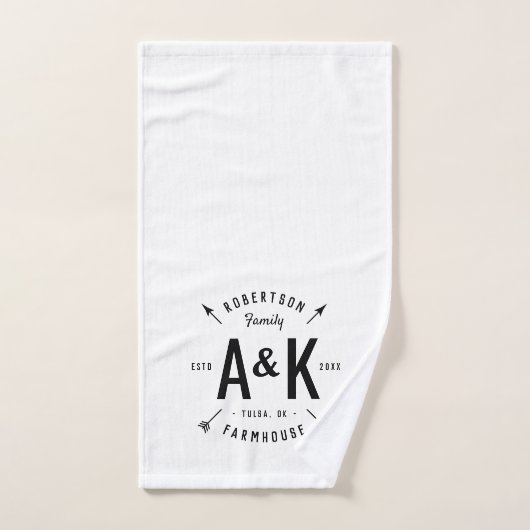 Zwart Buffel Check en boerderij Pijl Monogram Bad Handdoek (Handdoek)