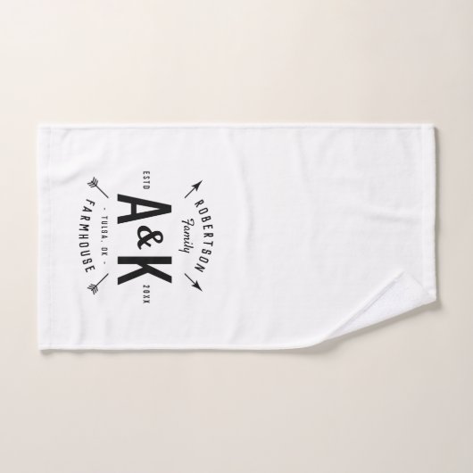 Zwart Buffel Check en boerderij Pijl Monogram Bad Handdoek (Handdoek)