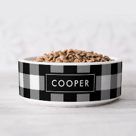 Zwart Buffel Controleer Naam Monogram Voerbakje