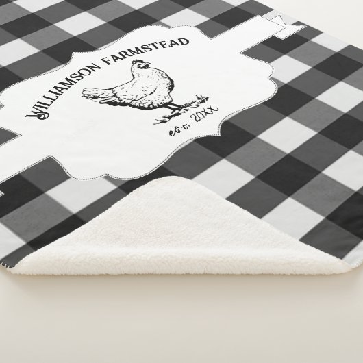 Zwart Buffel Plaid Boerderij Chicken Sherpa Deken (3/4)