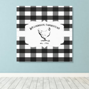 Zwart Buffel Plaid Boerderij Kip Canvas Print