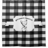 Zwart Buffel Plaid Boerderij Kip Douchegordijn (Voorkant)