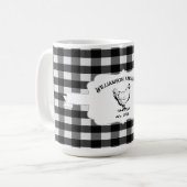 Zwart Buffel Plaid Boerderij Kip Koffie Mok (Voorkant links)