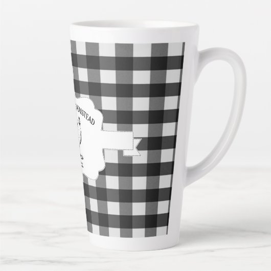 Zwart Buffel Plaid Boerderij Kip Latte Mok (Rechts)