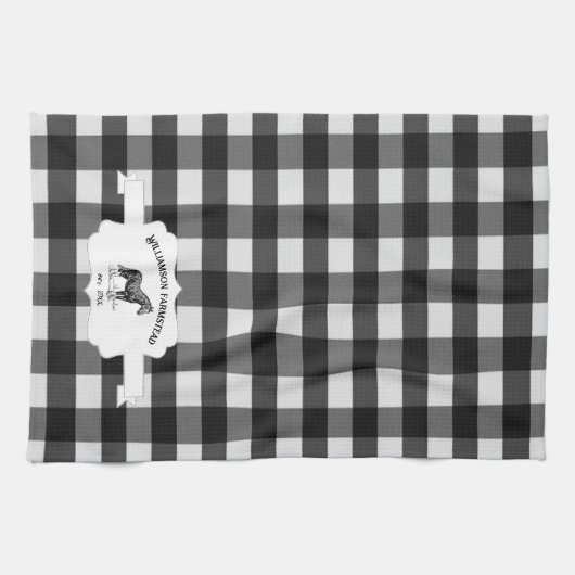 Zwart Buffel Plaid Boerderij Paard Keukenhanddoek (Horizontaal)