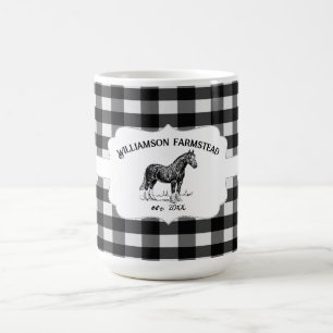 Zwart Buffel Plaid Boerderij Paard Koffie Mok