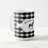 Zwart Buffel Plaid Boerderij Paard Koffie Mok (Voorkant links)