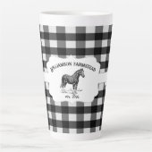 Zwart Buffel Plaid Boerderij Paard Latte Mok (Voorkant)