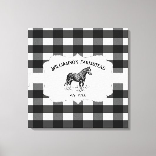 Zwart Buffel Plaid Boerderij Paardendoek Print (Voorkant)