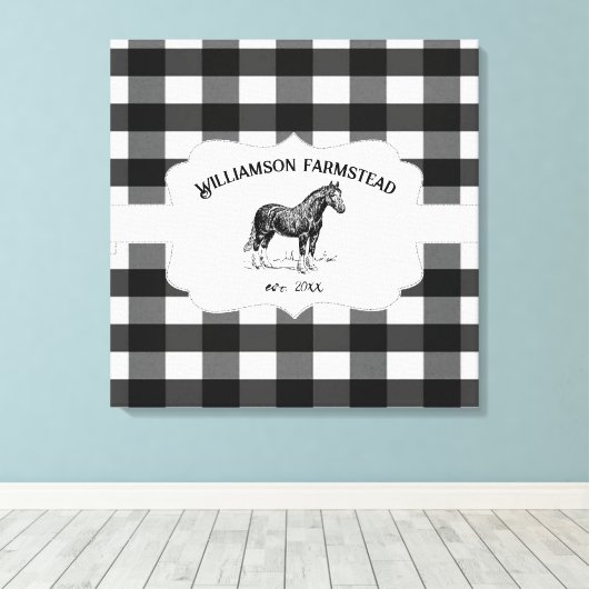 Zwart Buffel Plaid Boerderij Paardendoek Print (Insitu (Houten vloer))