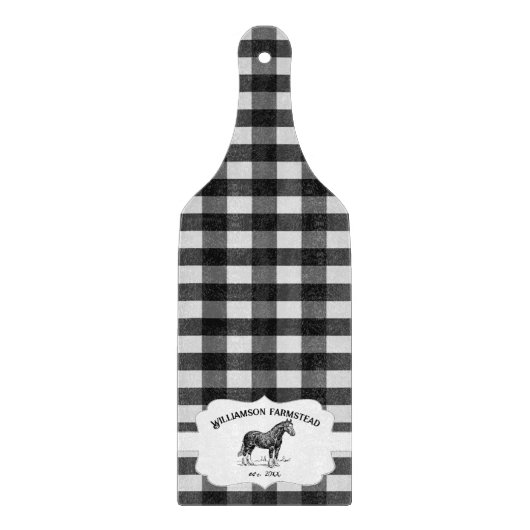 Zwart Buffel Plaid Boerderij Paardensnijplank Snijplank (Voorkant)