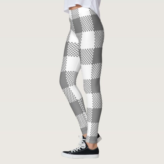 Zwart Buffel Plaid Pattern Kerst Leggings (Links)