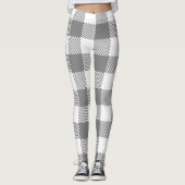Zwart Buffel Plaid Pattern Kerst Leggings (Voorkant)