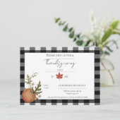 Zwart Buffel Plaid Pumpkin Thanksgiving Diner Kaart (Staand voorkant)