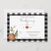 Zwart Buffel Plaid Pumpkin Thanksgiving Diner Kaart (Voorkant)