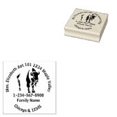 Zwart Buffel Silhouet Home Contact Info Rubberstempel (Gestempeld)