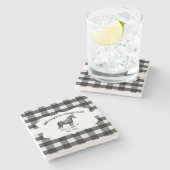Zwart Buffelpaard Plaid Boerderij Stenen Onderzetter (Zijkant)