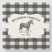 Zwart Buffelpaard Plaid Boerderij Stenen Onderzetter (Voorkant)