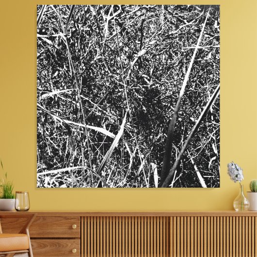 zwart buitenaards gras canvas afdruk (Insitu (Woonkamer))