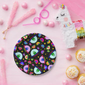 Zwart buitenaardse ruimteschip papieren bordje (Feest)