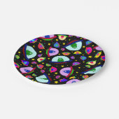 Zwart buitenaardse ruimteschip papieren bordje (Gekanteld)