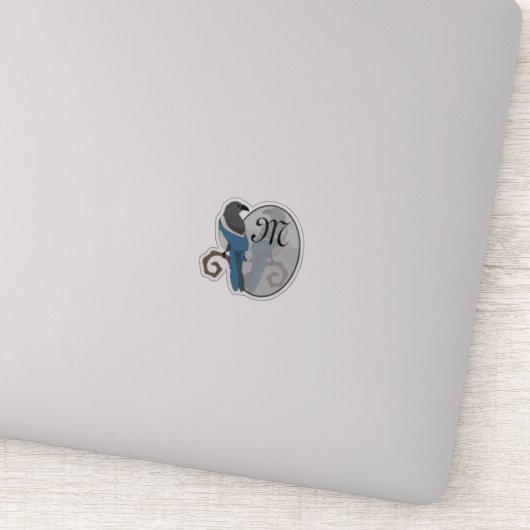 Zwart buizenmonogram sticker (Detail)