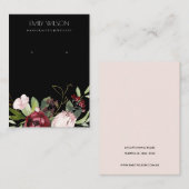 ZWART BURGUNDY PROTEA FLORAL EARRING DISPLAY VISITEKAARTJE (Voorkant / Achterkant)