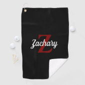 Zwart Burgundy Wit Monogram Persoonlijk Golfhanddoek (Insitu)