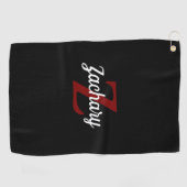 Zwart Burgundy Wit Monogram Persoonlijk Golfhanddoek (Horizontaal)