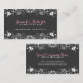 Zwart Burlap Linnen & Wit Bloemen & Kant Visitekaartje (Voorkant / Achterkant)
