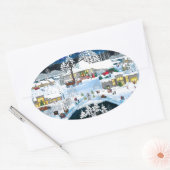 Zwart Butte Resort Ovale Sticker (Envelop)