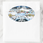 Zwart Butte Resort Ovale Sticker (Tas)