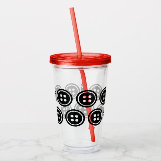 Zwart Button Custom 16oz, Wissen Acryl Drinkbeker (Links)