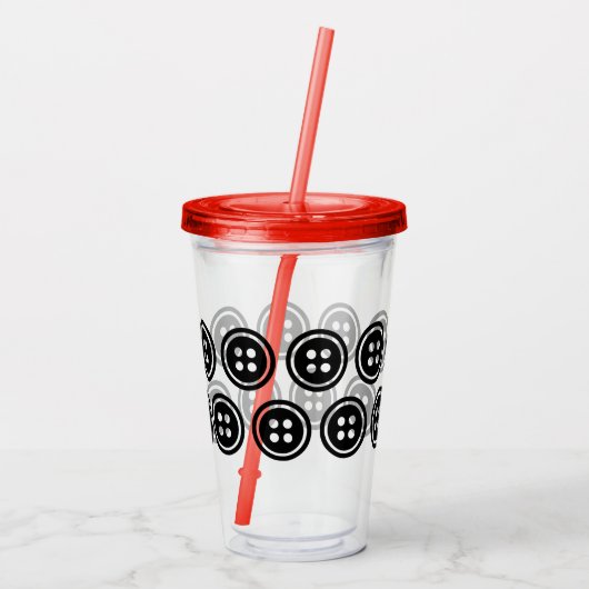 Zwart Button Custom 16oz, Wissen Acryl Drinkbeker (Achterkant)