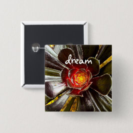 Zwart Cactus Photo Dream Quote Script Bold Modern Vierkante Button 5,1 Cm
