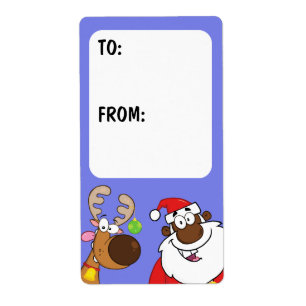 Zwart cadeaulabel voor Kerstmis en rendieren Etiket