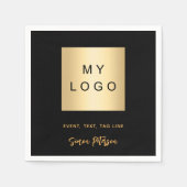 Zwart café bar zakelijke logo handtekening servet (Voorkant)