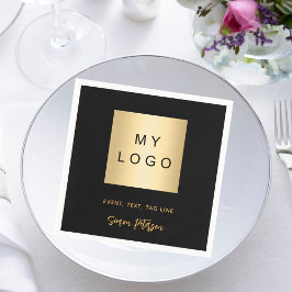 Zwart café bar zakelijke logo handtekening servet