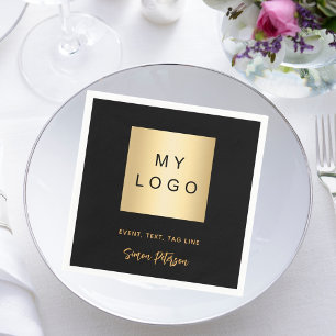 Zwart café bar zakelijke logo handtekening servet