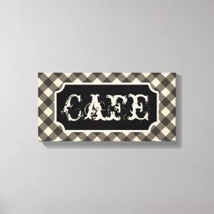 Zwart  Cafe Sign Wall Art Canvas