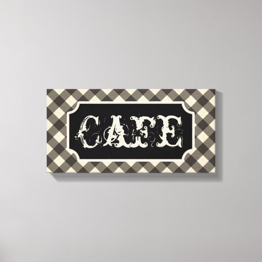 Zwart Cafe Sign Wall Art Canvas (Voorkant)