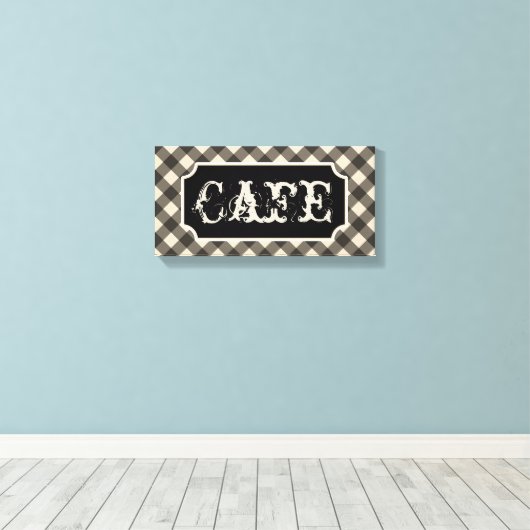 Zwart  Cafe Sign Wall Art Canvas (Insitu (Houten vloer))