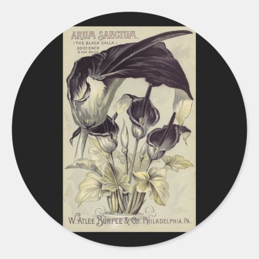 zwart Calla Lilies Ronde Sticker (Voorkant)